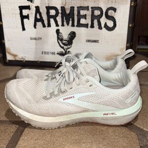 Brooks White and Gray Revel Running Shoes